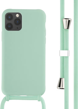 iMoshion Hoesje Geschikt voor iPhone 11 Pro Hoesje Met Koord - iMoshion Siliconen hoesje met koord - Mintgroen