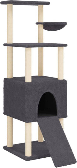 vidaXL - Kattenmeubel - met - sisal - krabpalen - 153 - cm - donkergrijs