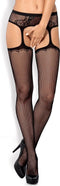 Obsessive Mesh Jarretels - Erotische Jarretelkousen - Maat S/M - Zwart