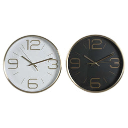 Muurklok DKD Home Decor Wit Zwart Gouden Aluminium Ø 25 cm 25 x 4 x 25 cm (2 Stuks)