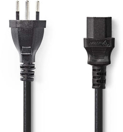 Nedis CEGP11200BK20 - Stroomkabel met Zwitserse connector - 200cm - Zwart