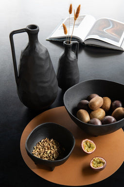 J-Line placemat Rond - kunststof - cognac - 6 stuks