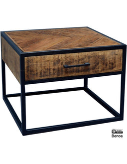 Salontafel Jax visgraat mangohout 60x60 cm - naturel