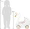 Small foot Poppenwagen zwaan - Houten speelgoed - Omkeerbaar beddengoed - Wit / Roze