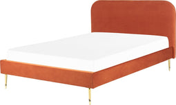 FLAYAT - Tweepersoonsbed - Oranje - 140 x 200 cm - Fluweel