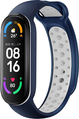 iMoshion Bandje Geschikt voor Xiaomi Mi Band 5 / 6 - iMoshion Siliconen sport band met inkliksysteem ronde drukknoop - Blauw