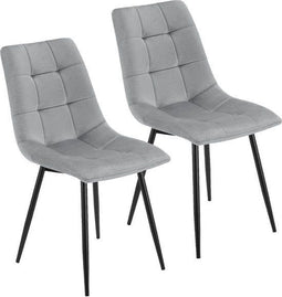 Blanca Eetkamerstoelen - Set van 2 - Fluweel - Lichtgrijs (2 stuks)