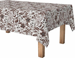 Exma - Tafelkleed op rol - Anti-vlek Blommor 140 cm x 25 m - Bruin