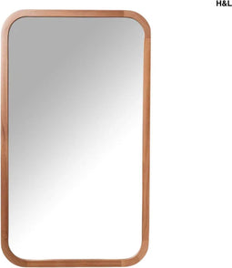 H&L spiegel - rechthoek - bruin - hout - 42 x 72 cm - woonkamer - slaapkamer - hal