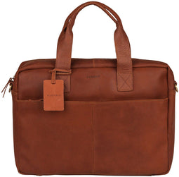 BURKELY Vintage River - Laptoptas 15.6 inch - Gewatteerd laptopvak - Cognac