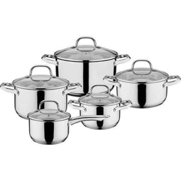 GSW 806787 Massieve roestvrijstalen batterij 10st - 16, 20 en 24cm voorraadpotten - 20cm pot - 16...