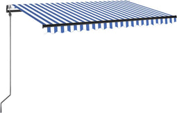 vidaXL - Luifel - automatisch - met - LED - en - windsensor - 300x250 - cm - blauw - wit