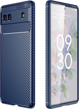 iMoshion Hoesje Geschikt voor Google Pixel 6a Hoesje Siliconen - iMoshion Carbon Softcase Backcover - Blauw