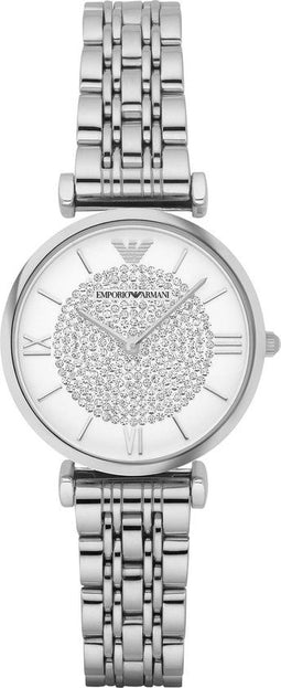 Emporio Armani AR1925 - Dameshorloge 32 mm - Kristallen wijzerplaat - Zilverkleurig