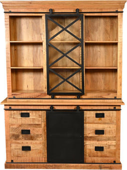 Wandkast Fresno XL - Vitrinekast - Buffetkast industrieel 220 cm