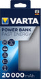 Varta Fast Energy 20000 - Powerbank - USB-C en 2 USB-uitgangen - Stijlvol design
