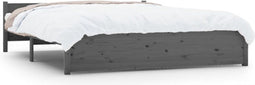 vidaXL - Bedframe - massief - hout - grijs - 140x190 - cm