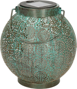 Anna's collection Solar lantaarn - turquoise - metaal - 18 x 19 cm