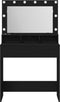 vidaXL - Zwarte - Eikenhouten - Kaptafel - met - LED - verlichting - 79x41x135 - cm