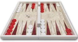 Backgammon rood/wit - Maat L 38cm - Tavla - Met schaakbord - Magnetische sluiting