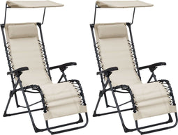 vidaXL - Terrasstoelen - 2 - st - inklapbaar - textileen - crèmekleurig