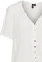 Vero Moda VMSATINA - Dames T-shirt - Korte mouwen V-hals gouden knoopsluiting - Maat L