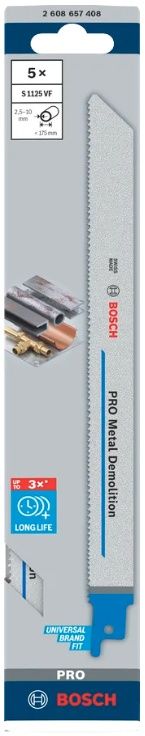 Bosch S 1125 VF - Reciprozaagblad - Heavy for Metal - 225 mm