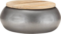 vidaXL - Salontafel - 68x68x30 - cm - massief - mangohout - grijs