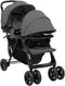 vidaXL - Tweelingkinderwagen - tandem - staal - donkergrijs