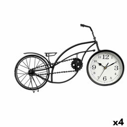 Bordsklocka Fiets Zwart Metaal 42 x 24 x 10 cm (4 Stuks)