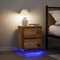 vidaXL - Nachtkastjes - met - led-verlichting - 2 - st - 38x34x50 - cm - oud - hout