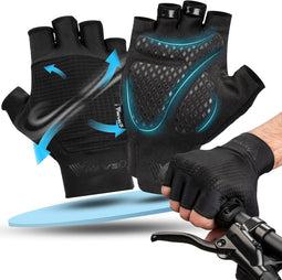 MIVELO Gevoerde Fietshandschoenen - Vingerloos - Ademend - Sterke Grip - Zwart - Maat