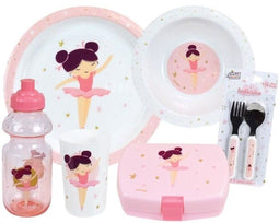 Ballerina Dancer Serviesset - FUN HOUSE - 006364 - Glas, diep bord, plat bord, bestek, fles en snackdoos