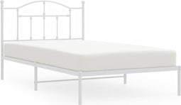 vidaXL - Bedframe - met - hoofdbord - metaal - wit - 107x203 - cm
