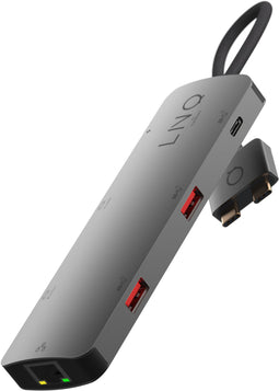 Linq LQ48011 - USB-C Multiport Hub - 10Gbps Dataoverdracht Dual 4K HDMI Gigabit Ethernet - Grijs