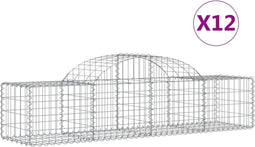 vidaXL - Schanskorven - 12 - st - gewelfd - 200x50x40/60 - cm - gegalvaniseerd - ijzer