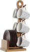 Set van koffiekopjes DKD Home Decor Blauw Bruin Rubberwood Wit Keramiek 90 ml