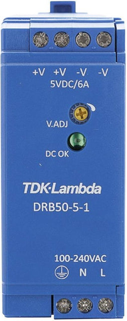 TDK-Lambda DRB50-5-1 DIN-rail netvoeding 5 V/DC 2.5 A 30 W Aantal uitgangen: 1 x Inhoud: 1 stuk(s)