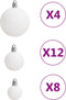 vidaXL - 111-delige - Kerstballenset - polystyreen - wit - en - grijs