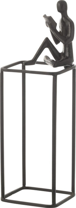 J-Line decoratie Figuur Boek Op Kubus - aluminium - zwart