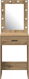 vidaXL - Kaptafel - met - LED - Lichten - - - Artisan - Eik - 50x41x135 - cm