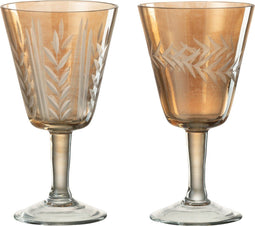 J-Line glas Voet Verticaal Hal - drinkglas - goud - 2 stuks