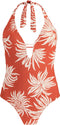 Barts Deltia Halter One Piece - Dames Badpak - Vaste padding - Rustkleurige bloemenprint - Maat 40