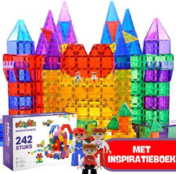 PlayMix Magnetische Tegels - 242 Stuks - Educatief Speelgoed - Montessori Speelgoed (242 stuks)