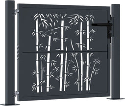 vidaXL - Poort - met - bamboe-ontwerp - 105x80 - cm - staal - antracietkleurig