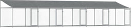 vidaXL - Hondenhok - met - dak - en - deuren - 10x2x2 - m - gegalvaniseerd - staal - grijs