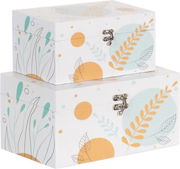 Decoratieve Doos PVC Canvas Papier DMF Vaatplant 30 x 18 x 15 cm (2 Onderdelen)