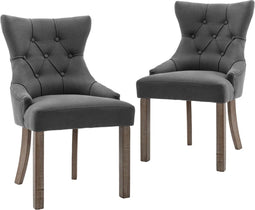 vidaXL - Eetkamerstoelen - 2 - st - stof - grijs