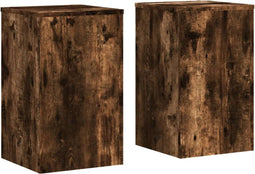 vidaXL - Plantenstandaards - 2 - st - 30x30x50 - cm - bewerkt - hout - gerookt - eiken