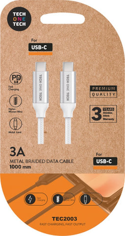 TECH ONE TECH TEC2204 USB-kabel 1 m USB C Wit